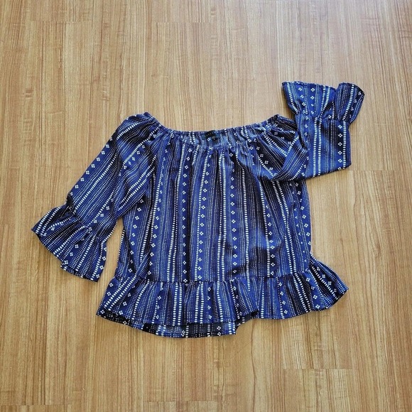 Sanctuary Shirt Womens Small Cobalt Blue Off Shoulder With 3/4 Length Sleeves - Picture 2 of 8